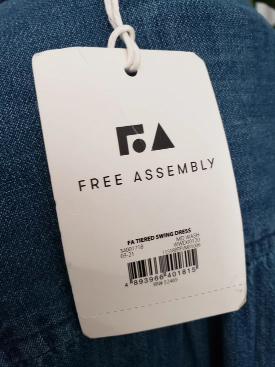 Free Assembly Relaxed Blue Denim-Style Long Sleeve Tunic Dress Size XXL - Picture 5 of 11